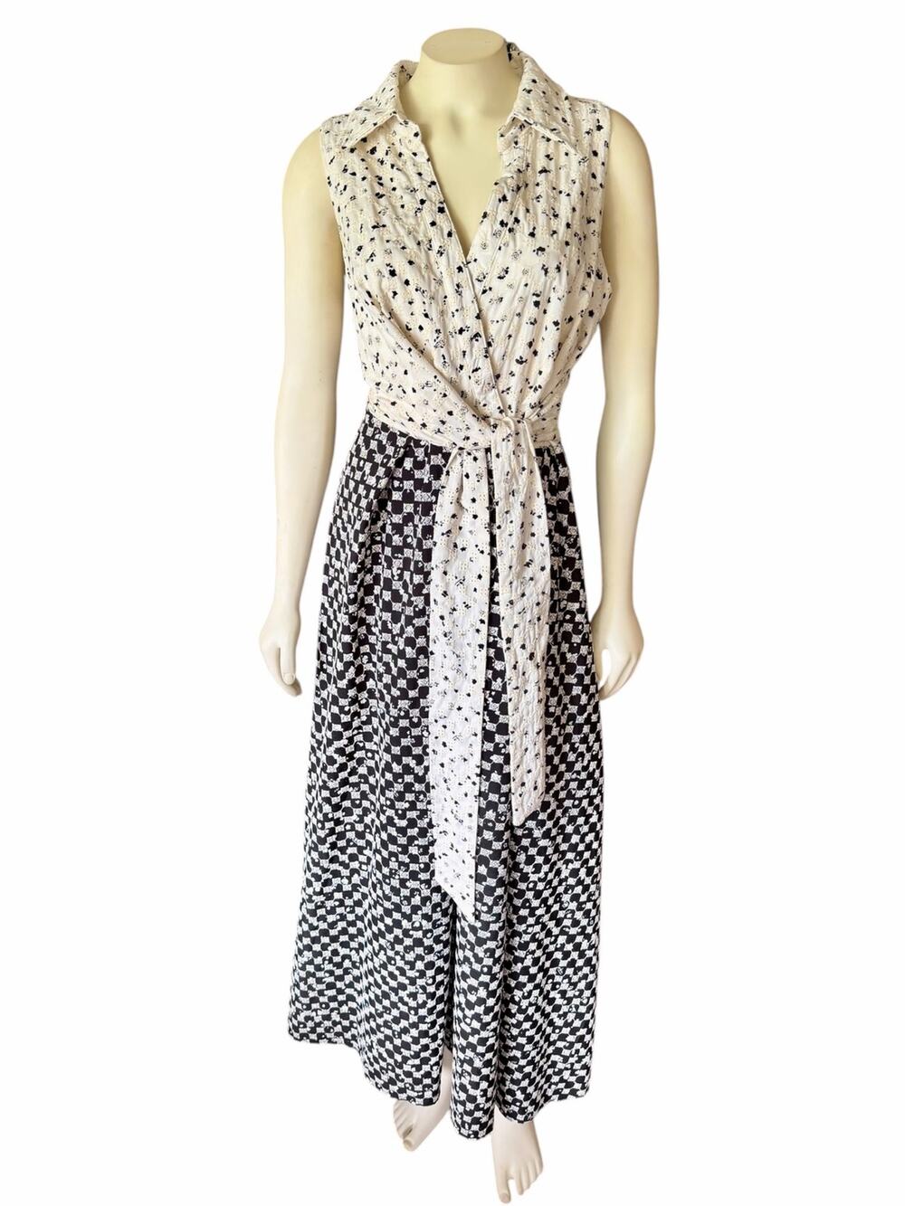 Eva Franco Salome Maxi Dress Eyelet Black White Moonflower Size 12